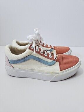 Vans Old Skool Stacked Pastel Twill Coral Classic Sneakers Size 7.5 Platform